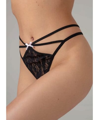 Christine - Crotchless Lace Thong Black 2XL/3XL