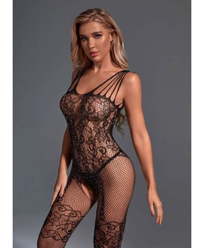 Christine - Full Design Crotchless Glamour Bodystocking Blac