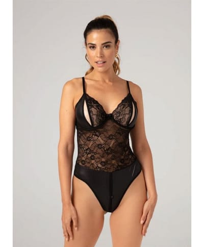 Christine - Wetlook Bodysuit Vesper Black 2XL