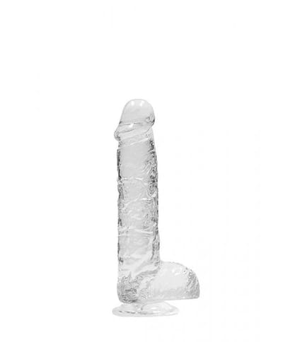 Dildo med baller transparent 15 cm