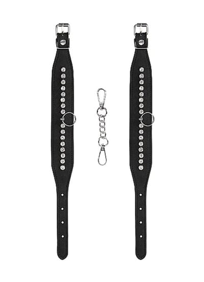 Ouch - Diamond Studded Ankle Cuffs Black