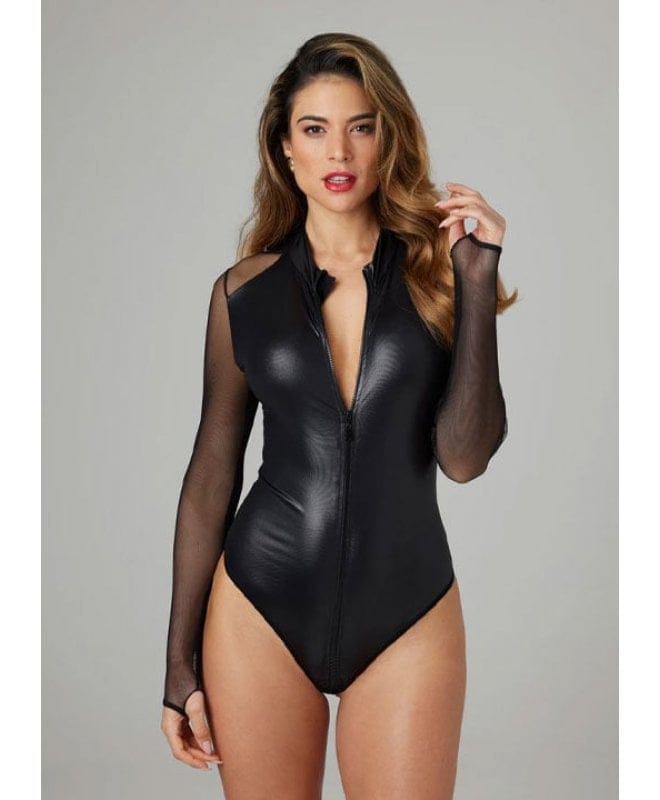 Christine - Wetlook Zip-Body Madison Black 2XL