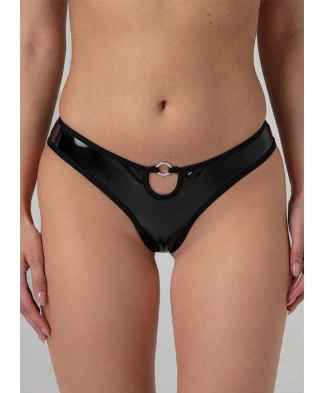 Christine - Open Crotch Thong Dark Desire Black 2XL