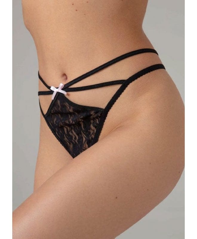 Christine - Crotchless Lace Thong Black 2XL/3XL