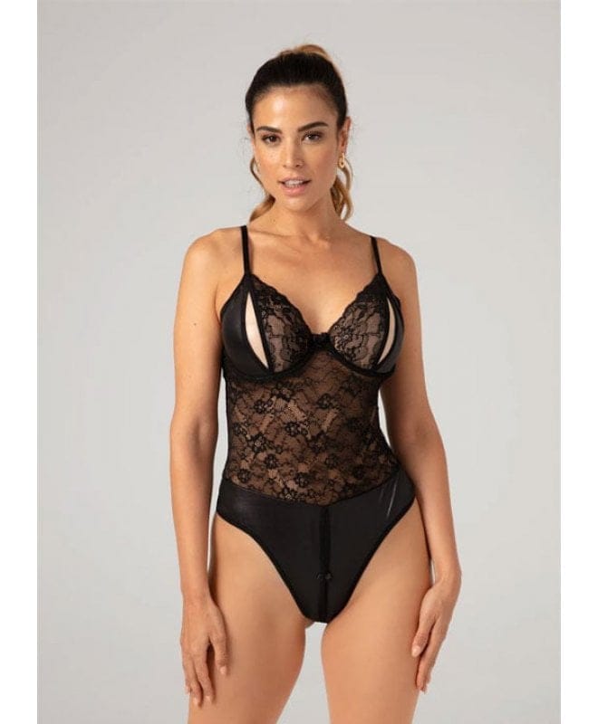 Christine - Wetlook Bodysuit Vesper Black 2XL