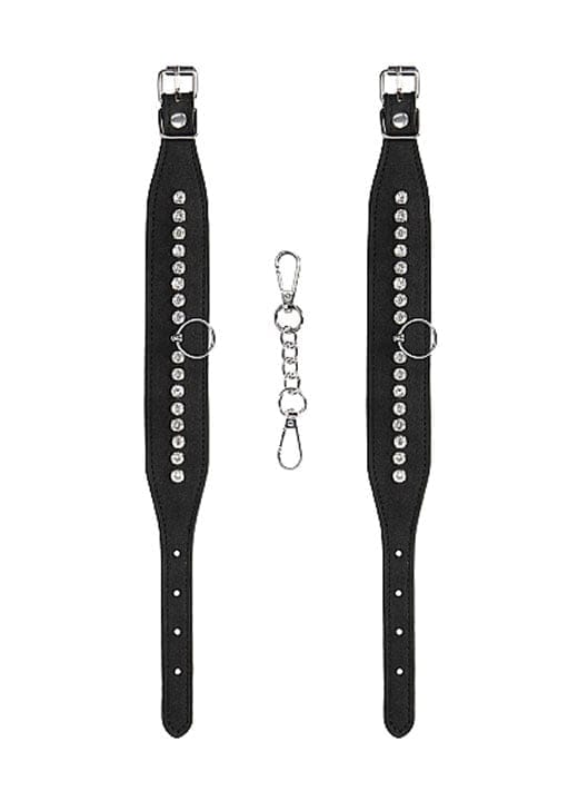 Ouch - Diamond Studded Ankle Cuffs Black