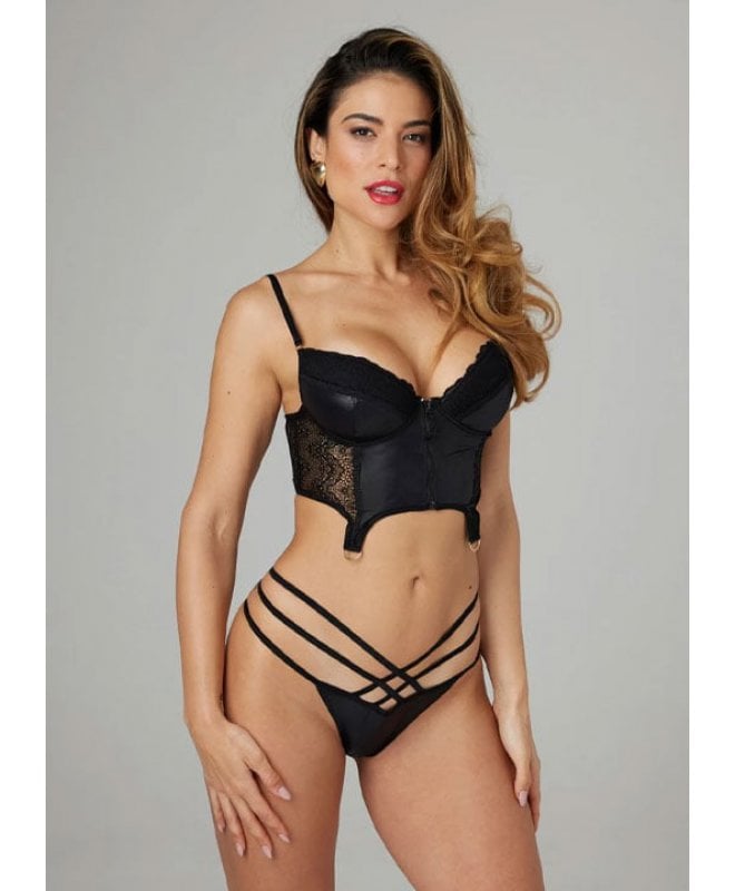 Christine - Wetlook Bustierset Mia Black L