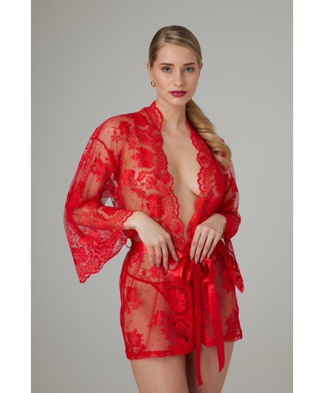 Christine - Lace Kimono Graceful Red
