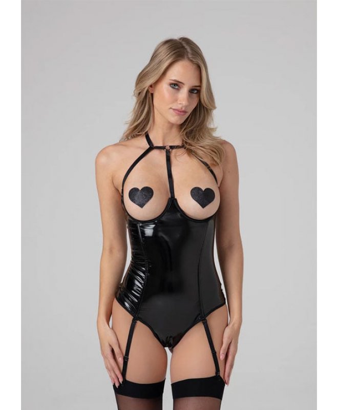 Christine - Bodysuit with Open Cups Dark Desire Black 2XL