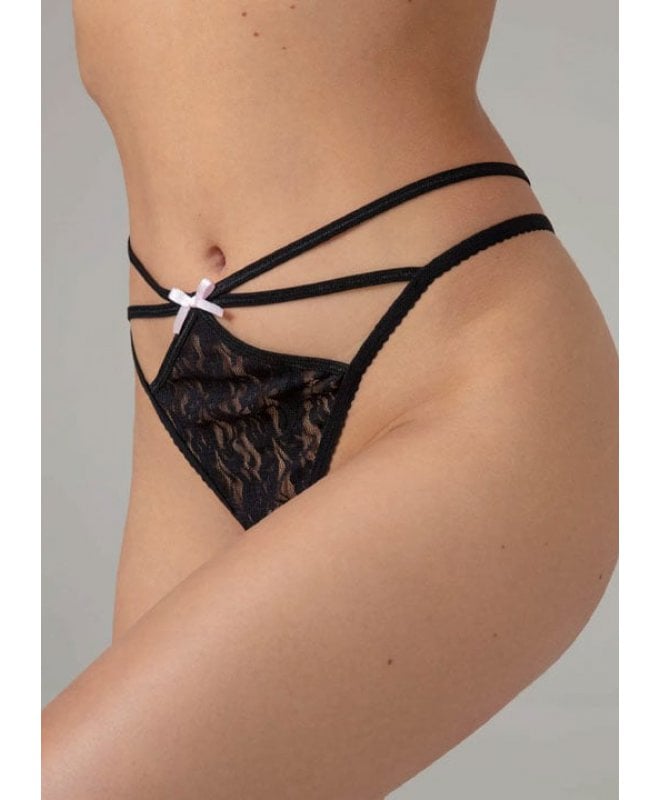 Christine - Crotchless Lace Thong Black 2XL/3XL