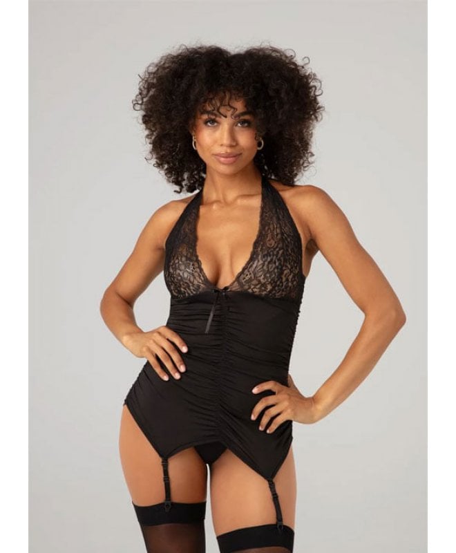 Christine - Catchy Cabaret Gartertop & Thong Black 2XL