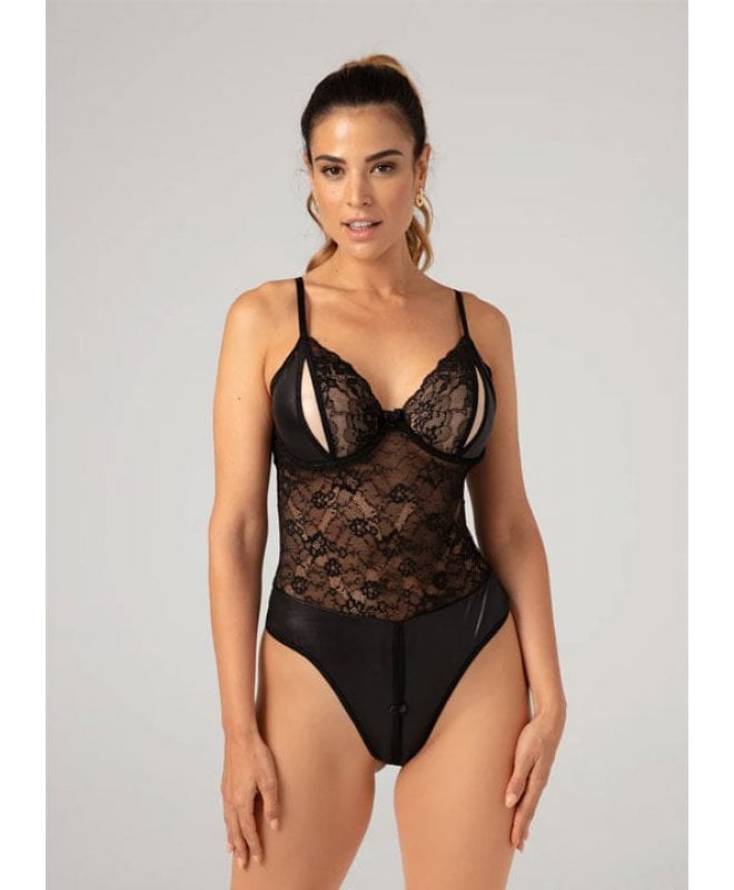 Christine - Wetlook Bodysuit Vesper Black 2XL