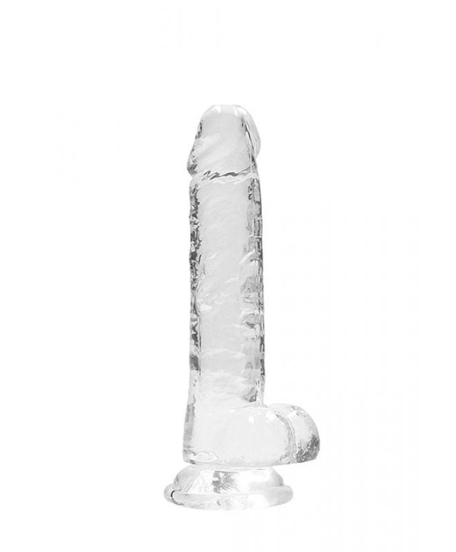 Dildo med baller transparent 17 cm