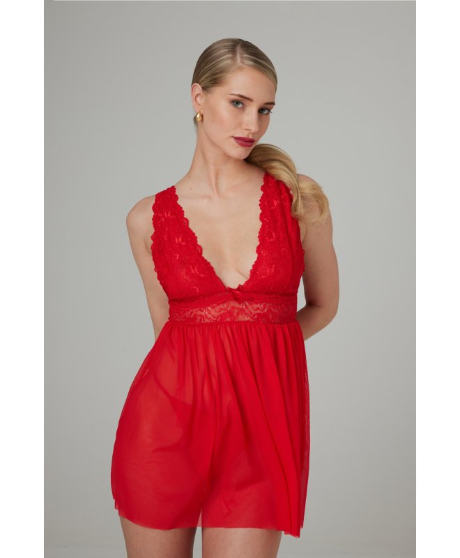 Christine - Babydoll & Thong Lieve Red