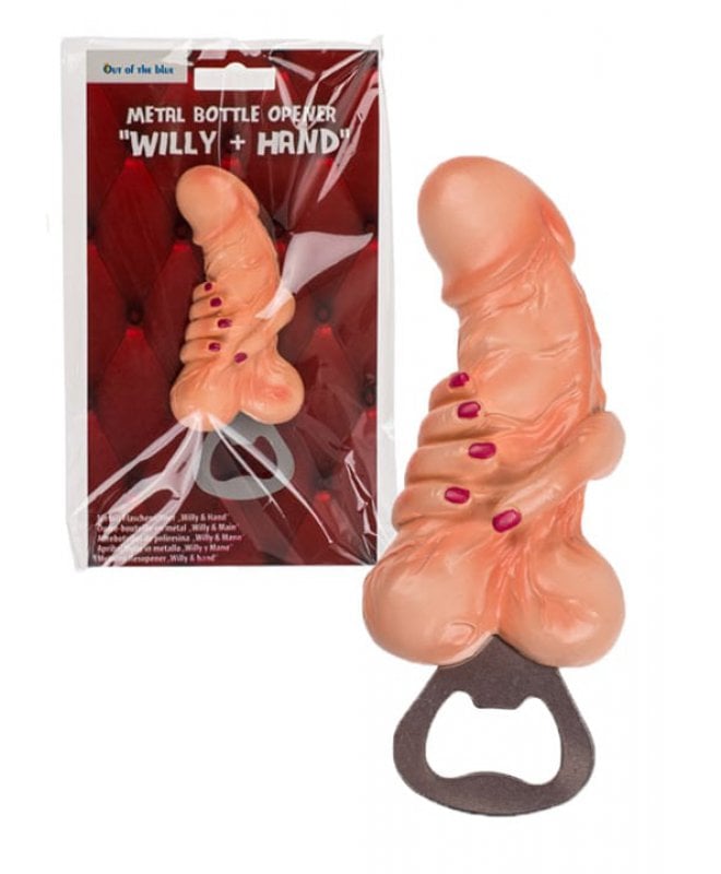 Flaskeåpner med penis i hånd
