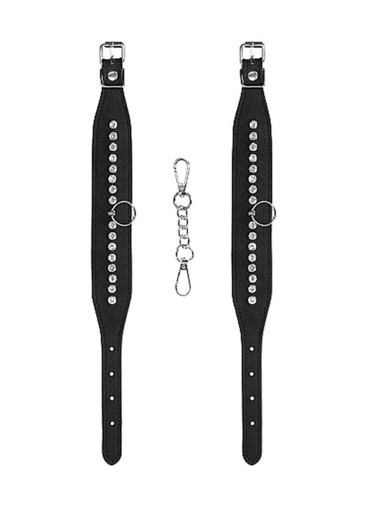 Ouch - Diamond Studded Ankle Cuffs Black